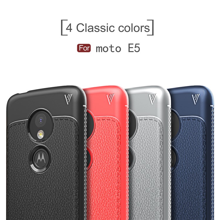 IVSO Gentry Series Litchi Texture Leather Coated Soft TPU Phone Case for Motorola Moto E5 - Black-8