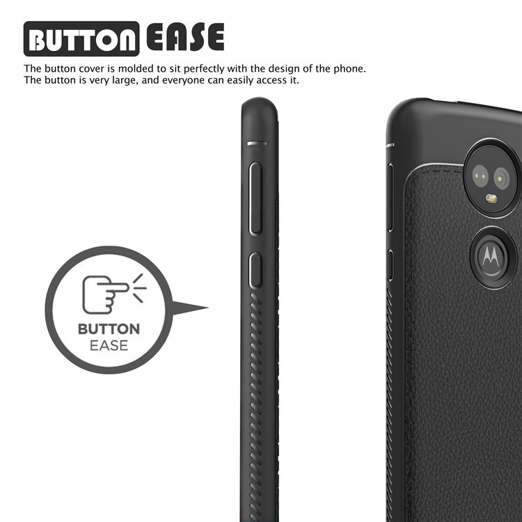 IVSO Gentry Series Leather Coated TPU Mobile Case for Motorola Moto E5 Plus - Black-2