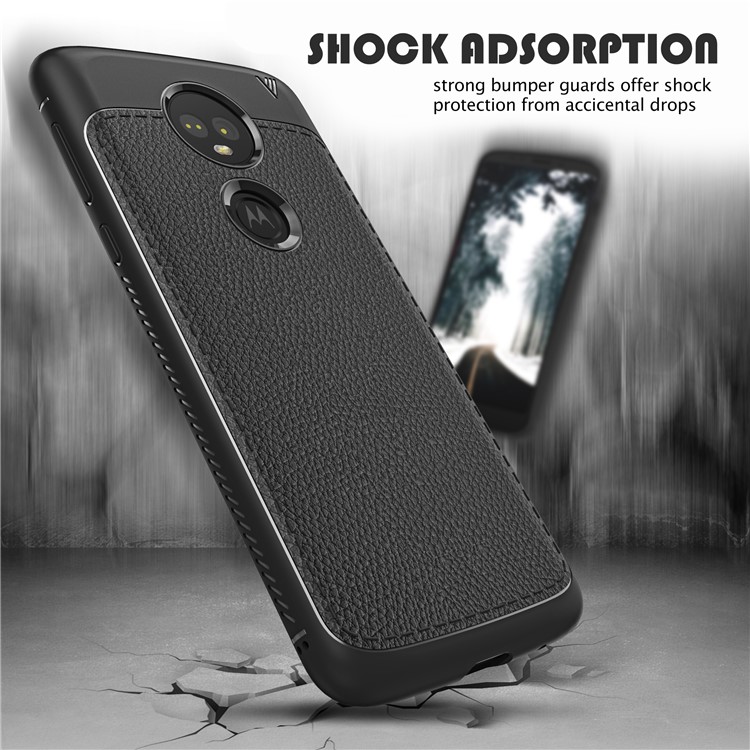 IVSO Gentry Series Leather Coated TPU Mobile Case for Motorola Moto E5 Plus - Black-3