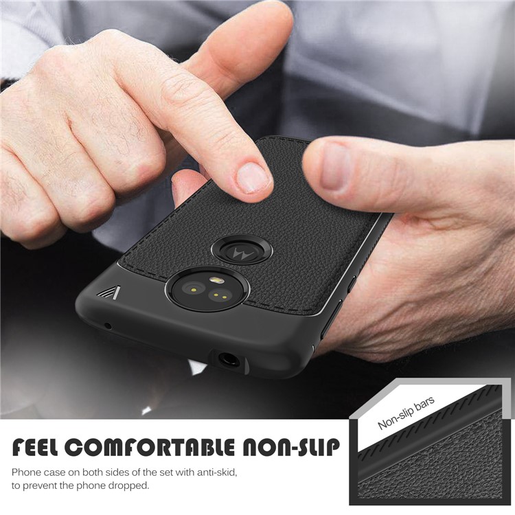 IVSO Gentry Series Leather Coated TPU Mobile Case for Motorola Moto E5 Plus - Black-5