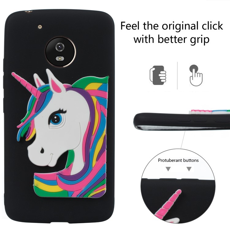 Cute Unicorn Pattern TPU Mobile Case for Motorola Moto G5 - Black-3