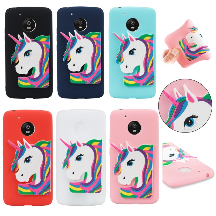 Cute Unicorn Pattern TPU Mobile Case for Motorola Moto G5 - Black-7