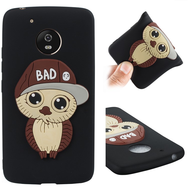 Cute 3D Male Owl TPU Soft Phone Case for Motorola Moto G5 - Black-1