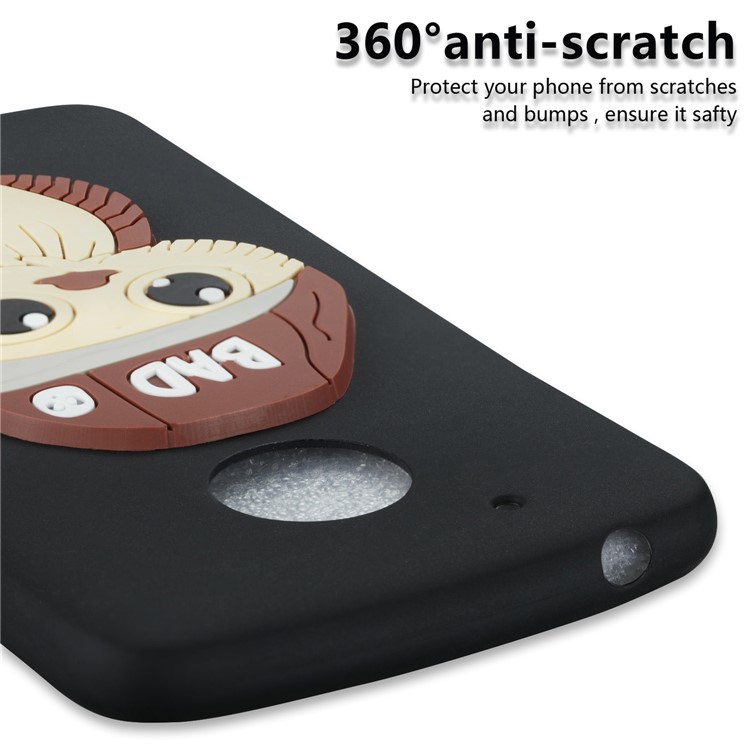 Cute 3D Male Owl TPU Soft Phone Case for Motorola Moto G5 - Black-2