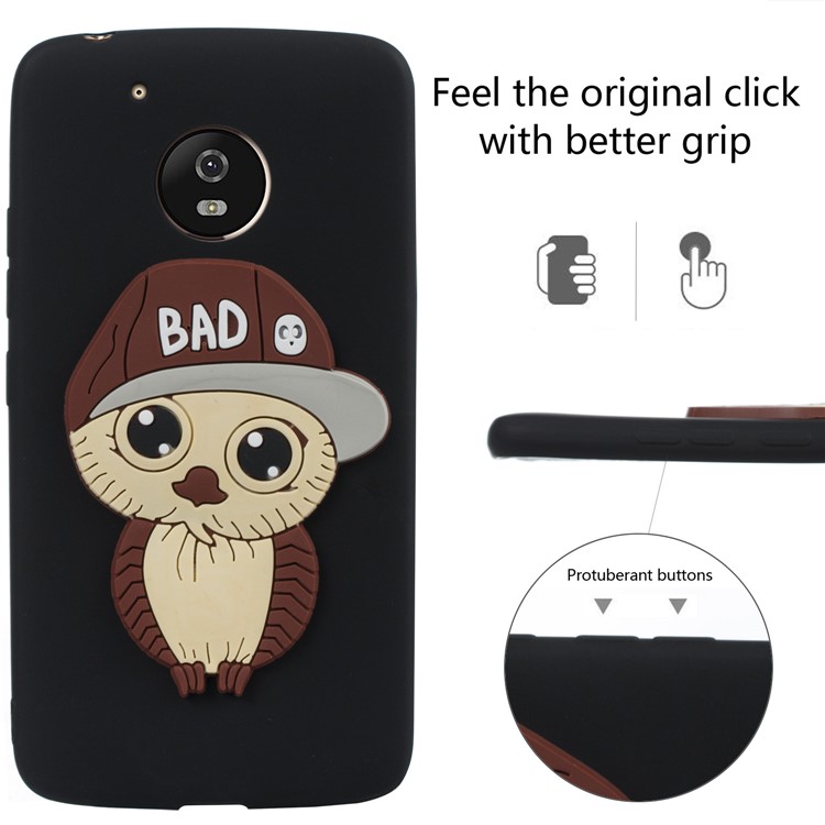 Cute 3D Male Owl TPU Soft Phone Case for Motorola Moto G5 - Black-3