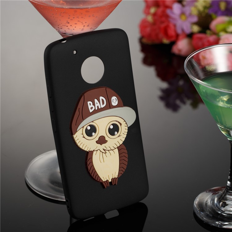 Cute 3D Male Owl TPU Soft Phone Case for Motorola Moto G5 - Black-4
