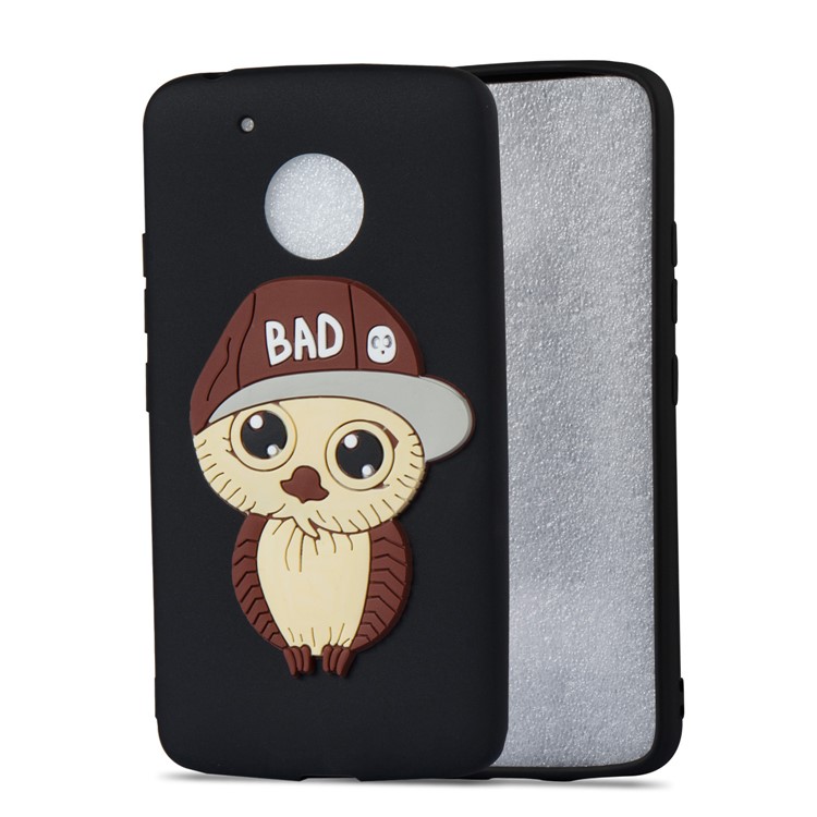 Cute 3D Male Owl TPU Soft Phone Case for Motorola Moto G5 - Black-5