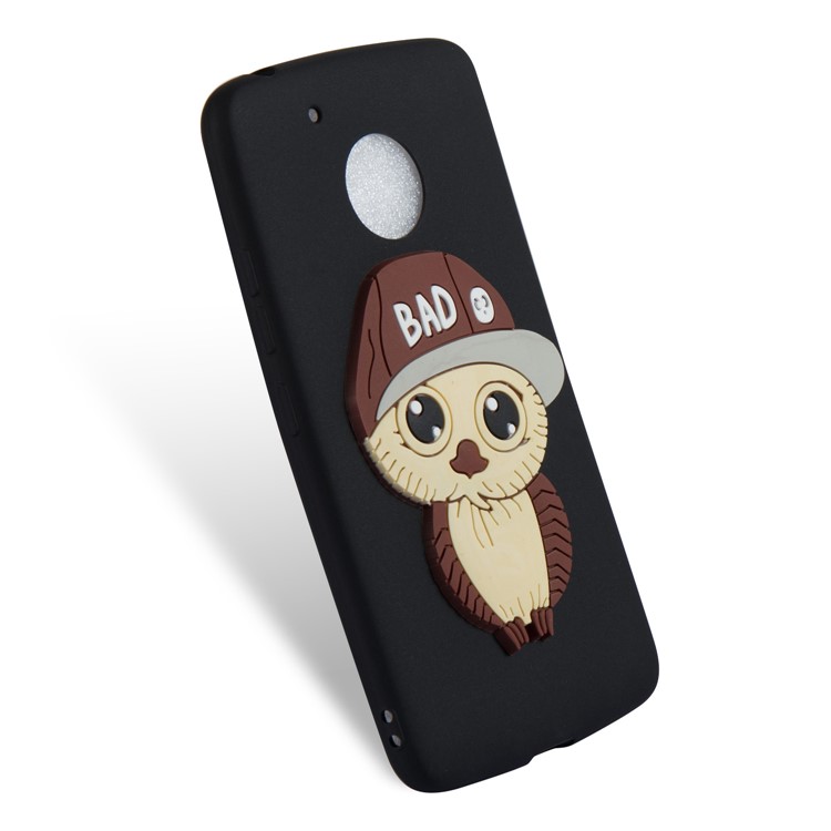 Cute 3D Male Owl TPU Soft Phone Case for Motorola Moto G5 - Black-6