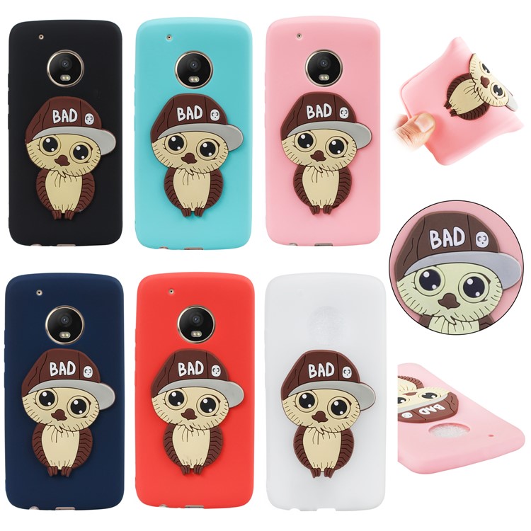 Cute 3D Male Owl TPU Soft Phone Case for Motorola Moto G5 - Black-7