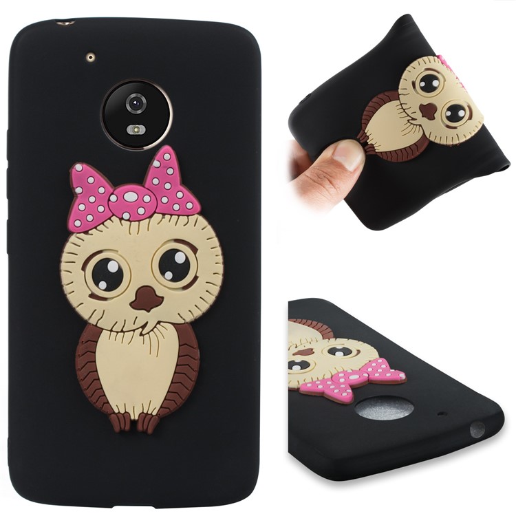 Cute 3D Female Owl TPU Soft Phone Case for Motorola Moto G5 - Black-1
