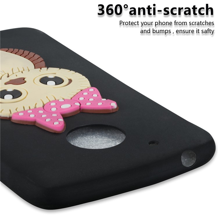 Cute 3D Female Owl TPU Soft Phone Case for Motorola Moto G5 - Black-2