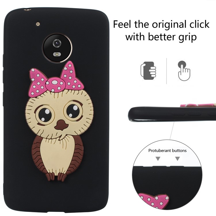 Cute 3D Female Owl TPU Soft Phone Case for Motorola Moto G5 - Black-3