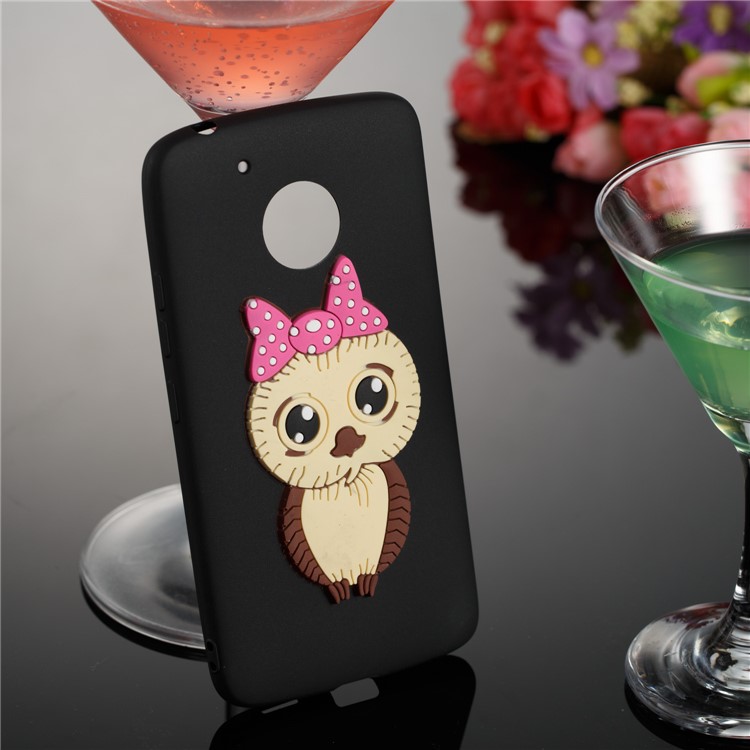 Cute 3D Female Owl TPU Soft Phone Case for Motorola Moto G5 - Black-4