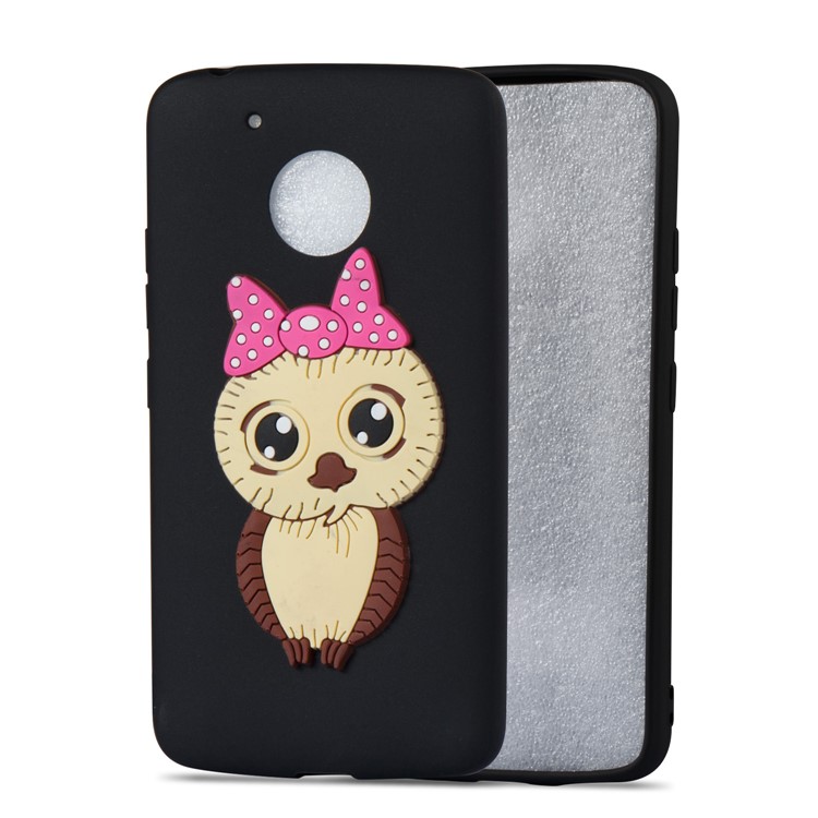 Cute 3D Female Owl TPU Soft Phone Case for Motorola Moto G5 - Black-5