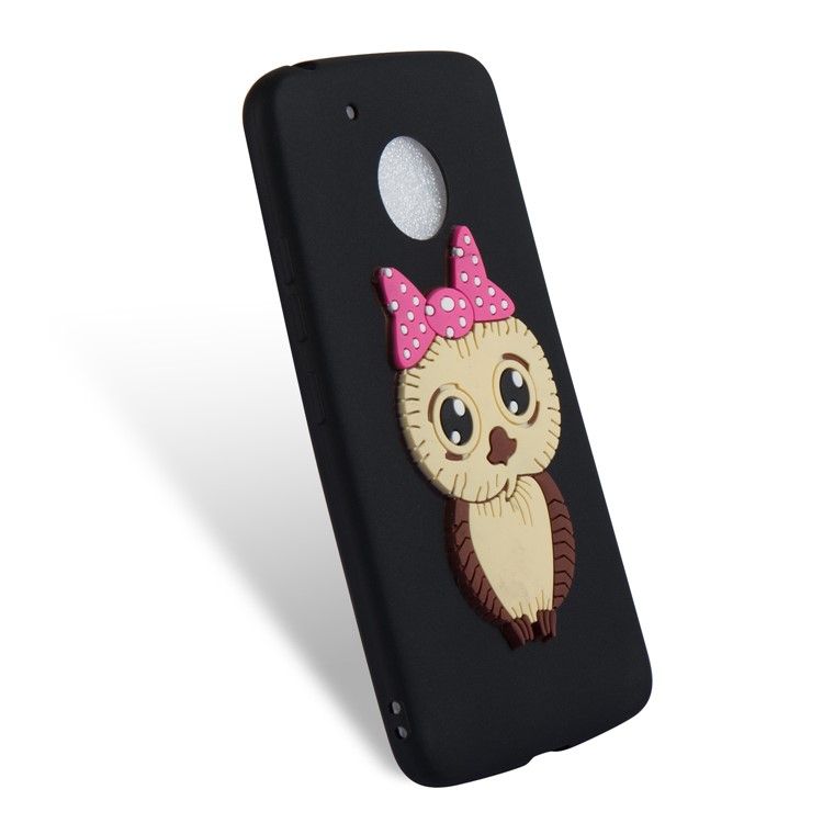 Cute 3D Female Owl TPU Soft Phone Case for Motorola Moto G5 - Black-6