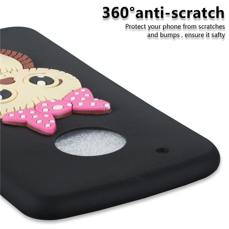 Lovely Female Owl Pattern TPU Phone Case for Motorola Moto G5 Plus - Black-2
