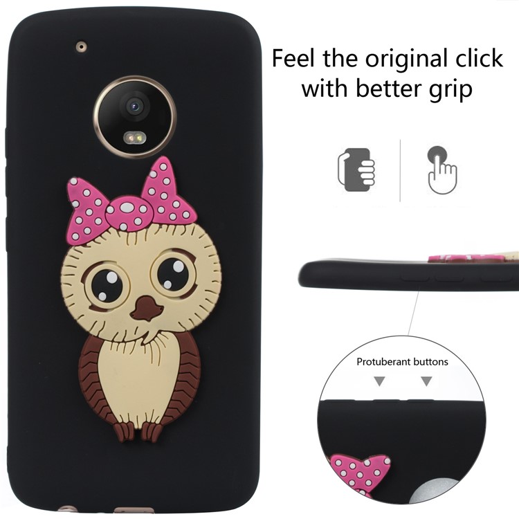 Lovely Female Owl Pattern TPU Phone Case for Motorola Moto G5 Plus - Black-3