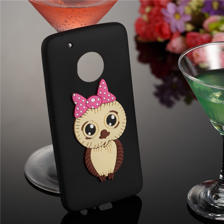 Lovely Female Owl Pattern TPU Phone Case for Motorola Moto G5 Plus - Black-4