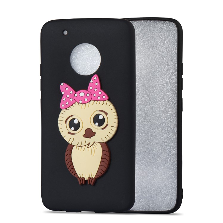 Lovely Female Owl Pattern TPU Phone Case for Motorola Moto G5 Plus - Black-5
