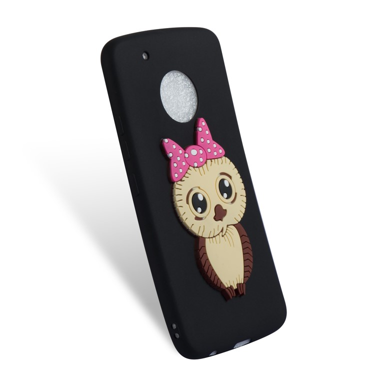 Lovely Female Owl Pattern TPU Phone Case for Motorola Moto G5 Plus - Black-6
