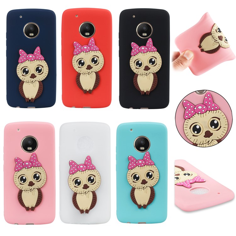 Lovely Female Owl Pattern TPU Phone Case for Motorola Moto G5 Plus - Black-7