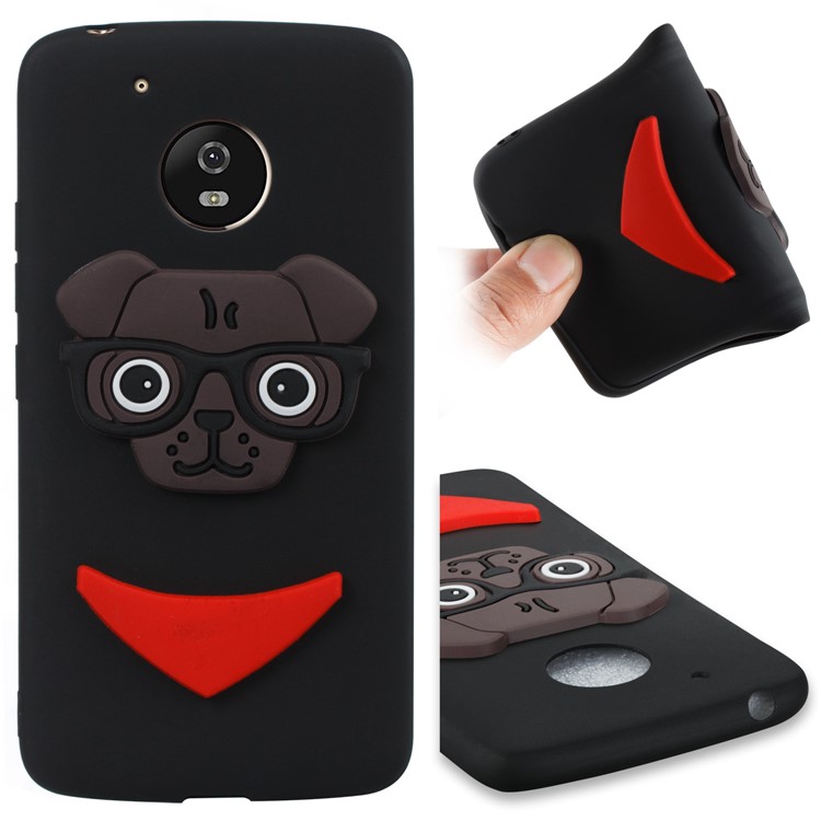 Cute 3D Puppy TPU Soft Phone Case for Motorola Moto G5 - Black-1
