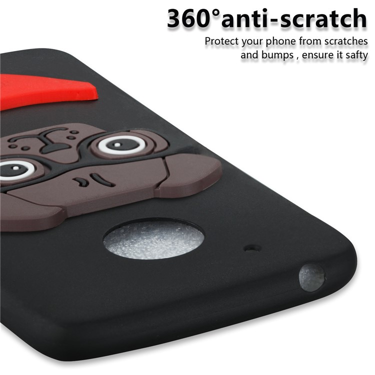 Cute 3D Puppy TPU Soft Phone Case for Motorola Moto G5 - Black-2