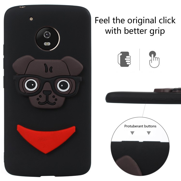 Cute 3D Puppy TPU Soft Phone Case for Motorola Moto G5 - Black-3