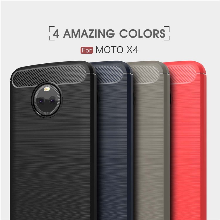 50Pcs/Set Carbon Fiber Texture Brushed TPU Shell for Motorola Moto X4 / X (4th gen.) - Black-11