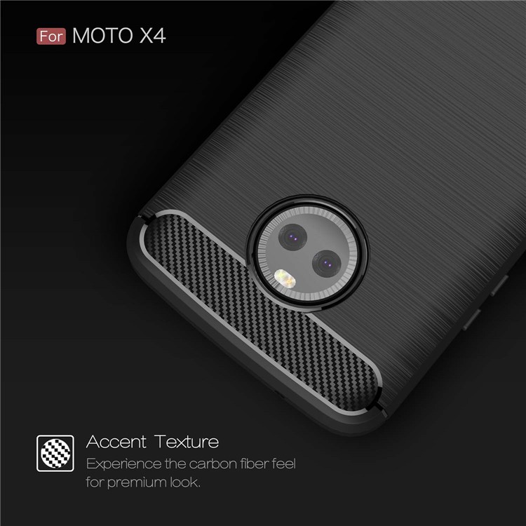 50Pcs/Set Carbon Fiber Texture Brushed TPU Shell for Motorola Moto X4 / X (4th gen.) - Black-4