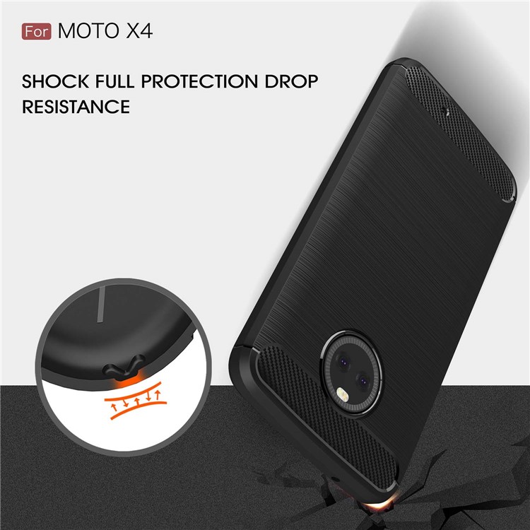 50Pcs/Set Carbon Fiber Texture Brushed TPU Shell for Motorola Moto X4 / X (4th gen.) - Black-6