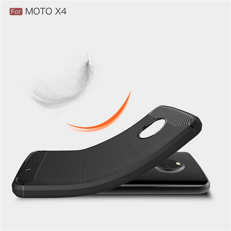 50Pcs/Set Carbon Fiber Texture Brushed TPU Shell for Motorola Moto X4 / X (4th gen.) - Black-7