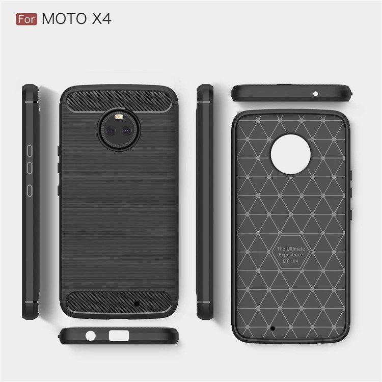 50Pcs/Set Carbon Fiber Texture Brushed TPU Shell for Motorola Moto X4 / X (4th gen.) - Black-9