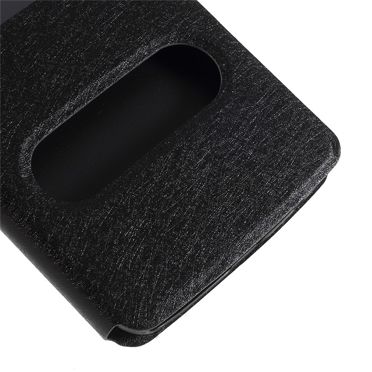 Silk Texture Dual View Window Leather Stand Cover for Motorola Moto G6 Plus - Black-4