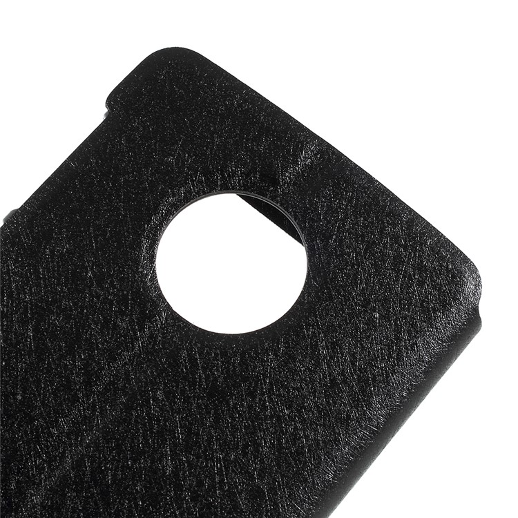 Silk Texture Dual View Window Leather Stand Cover for Motorola Moto G6 Plus - Black-5