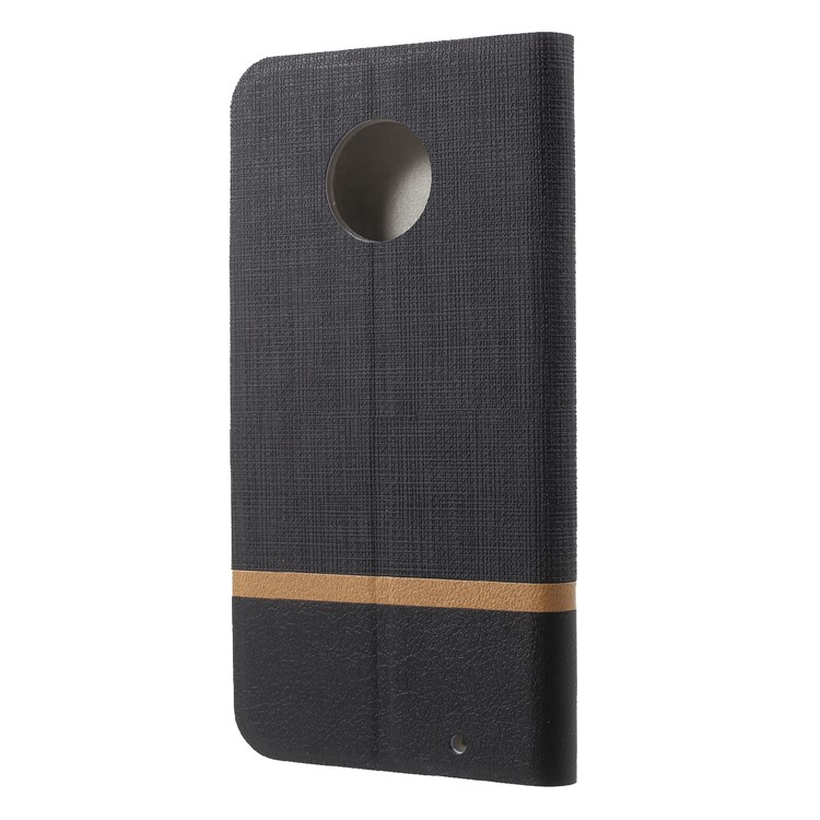 Cross Texture Leather Stand Case with Card Slot for Motorola Moto G6 Plus Built-in Steel Sheet - Black-2