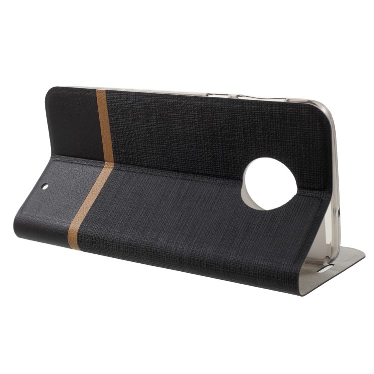 Cross Texture Leather Stand Case with Card Slot for Motorola Moto G6 Plus Built-in Steel Sheet - Black-4