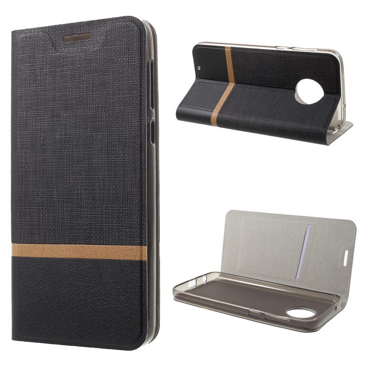 Cross Pattern Leather Card Holder Phone Case (Built-in Steel Sheet) for Motorola Moto G6 - Black-1