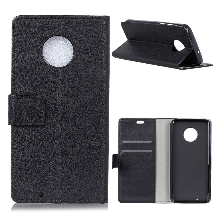 For Motorola Moto G6 PU Leather Wallet Stand Phone Case - Black-1