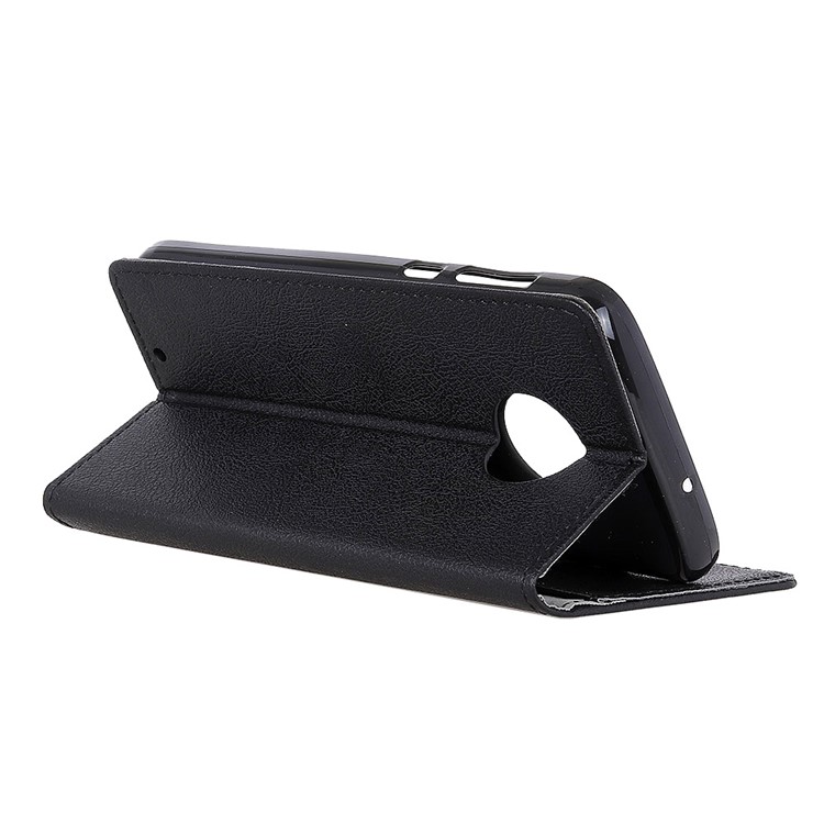 For Motorola Moto G6 PU Leather Wallet Stand Phone Case - Black-5