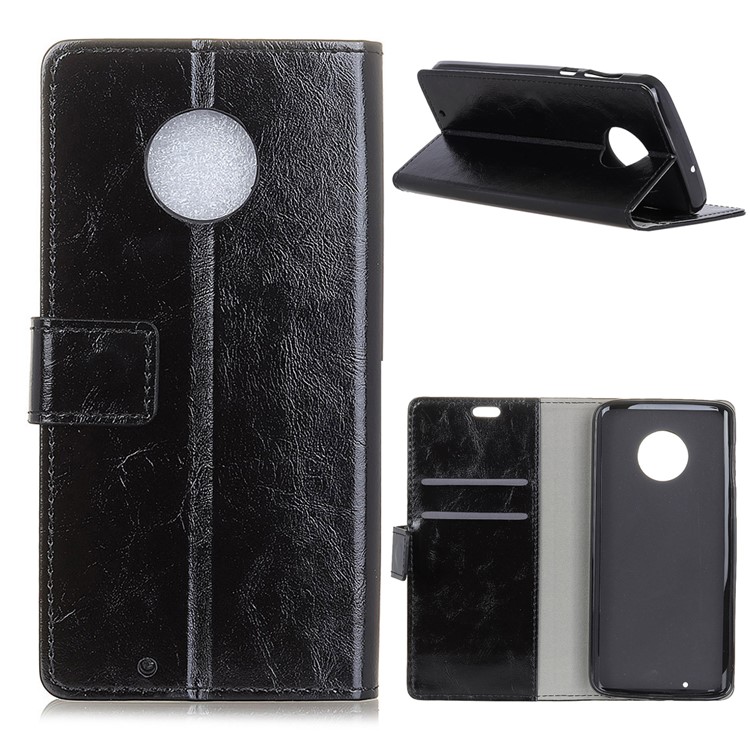 Crazy Horse Wallet Leather Stand Case for Motorola Moto G6 - Black-1