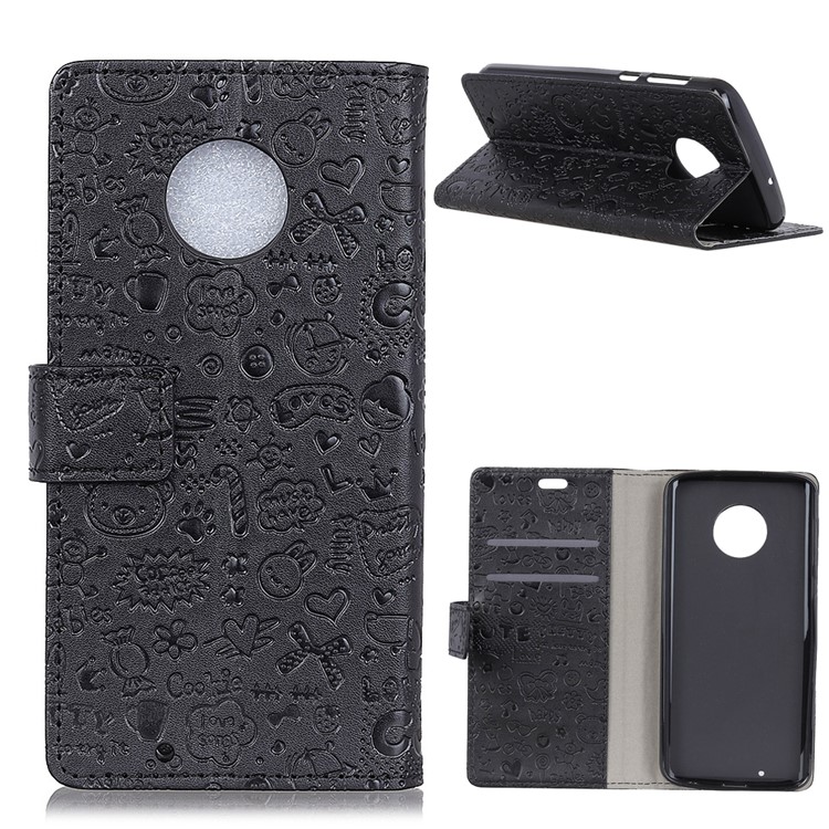 Cartoon Graffiti Wallet Stand Flip Leather Case for Motorola Moto G6 - Black-1