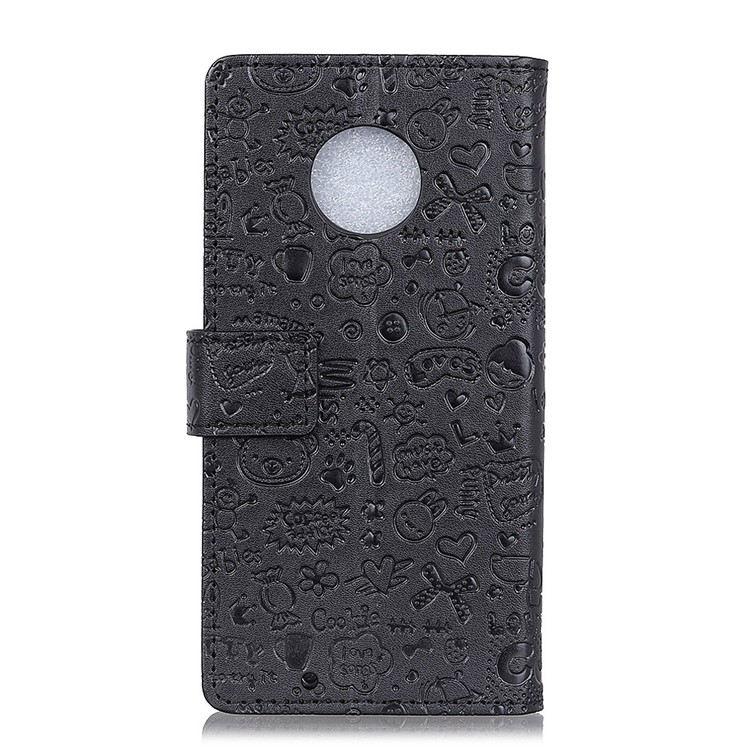 Cartoon Graffiti Wallet Stand Flip Leather Case for Motorola Moto G6 - Black-2