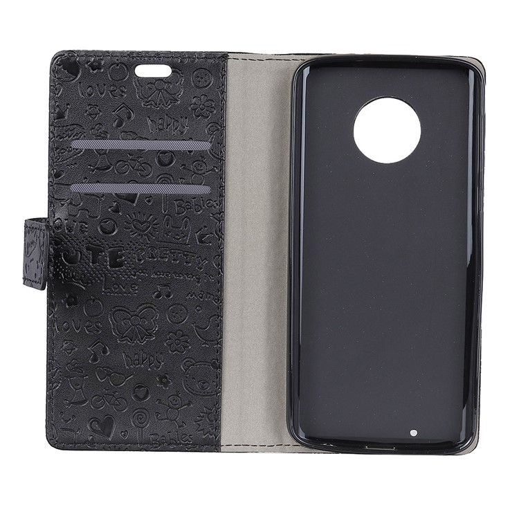 Cartoon Graffiti Wallet Stand Flip Leather Case for Motorola Moto G6 - Black-4