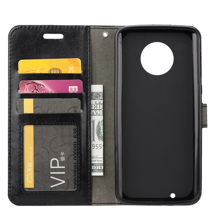 Crazy Horse PU Leather Wallet Stand Phone Case for Motorola Moto G6 - Black-4