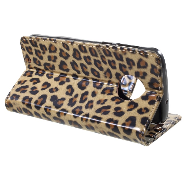 Leopard Pattern Wallet Stand Leather Phone Case for Motorola Moto G6-4