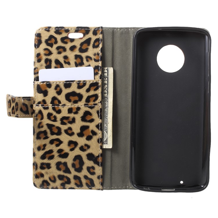 Leopard Pattern Wallet Stand Leather Phone Case for Motorola Moto G6-5