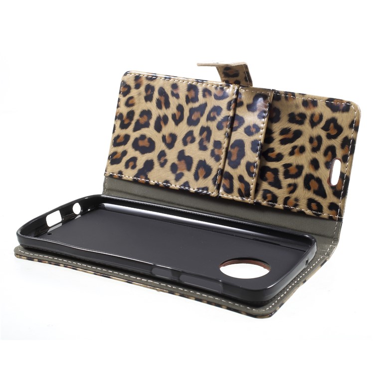 Leopard Pattern Wallet Stand Leather Phone Case for Motorola Moto G6-6