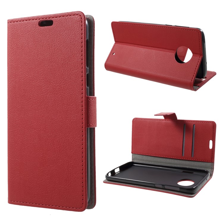 Wallet Stand Flip Leather Casing Accessory for Motorola Moto G6 Plus - Red-1