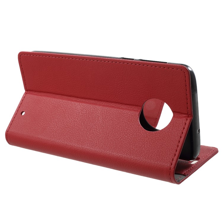 Wallet Stand Flip Leather Casing Accessory for Motorola Moto G6 Plus - Red-4